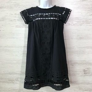 SEA NEW YORK Embroidered Cut Out Mini Shift Dress Black 0